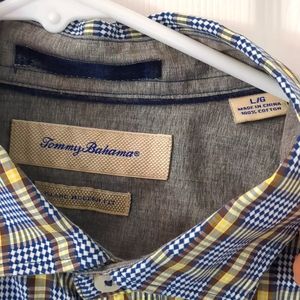 Tommy Bahama Long Sleeve Button down Blue Yellow Plaid, Men's Large